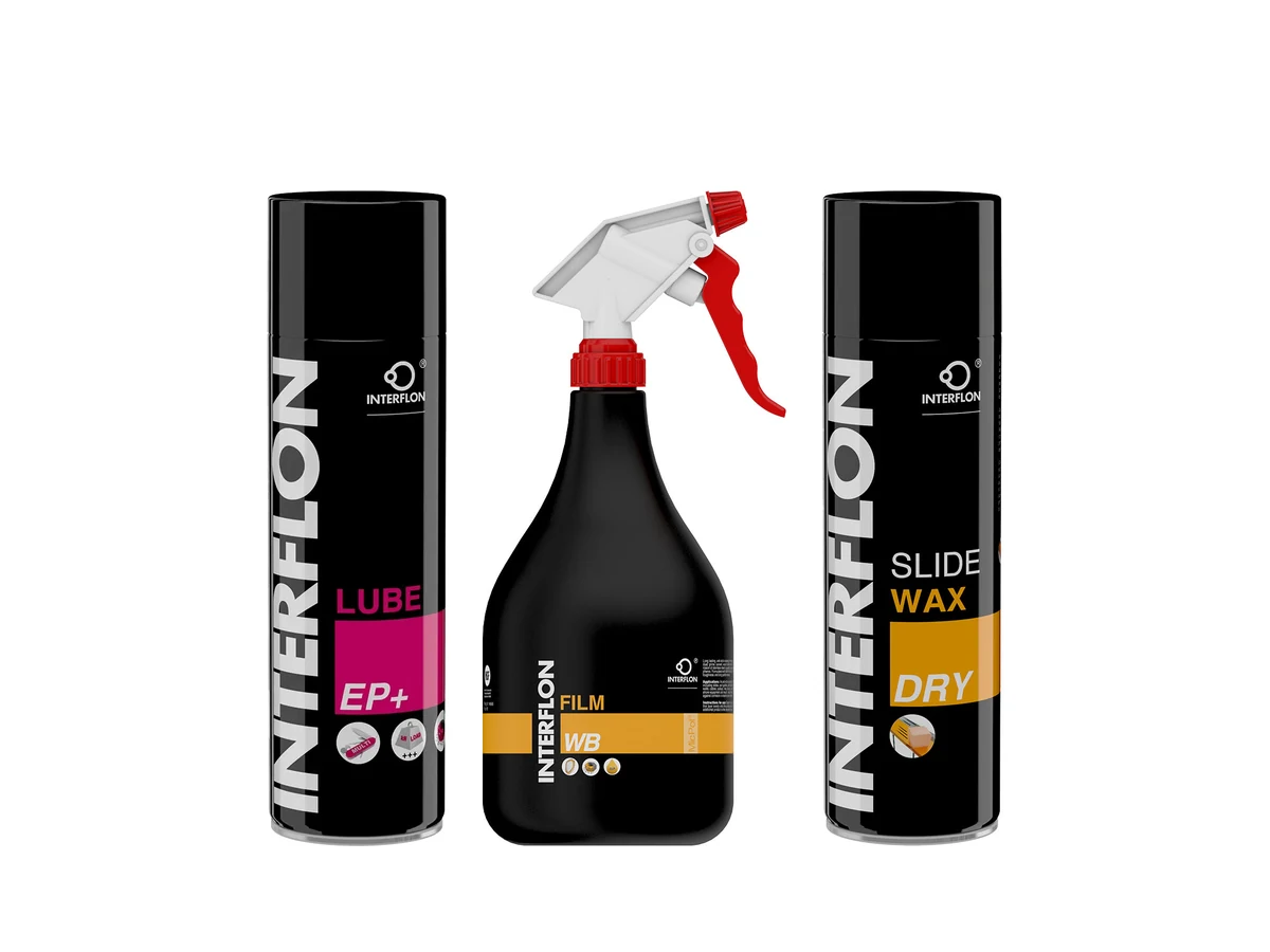 Interflon Lube EP+, Film WB og Slide Wax Dry — þurrfilmuefnin í línunni
