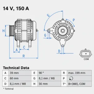 Bosch Alternator 14V/150A – 0 986 084 070