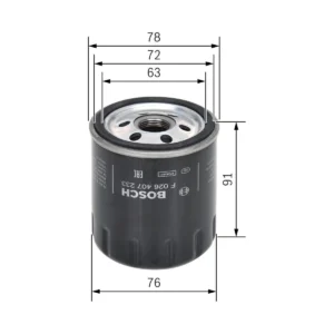 Málateikning af Bosch P 7233 olíusíu