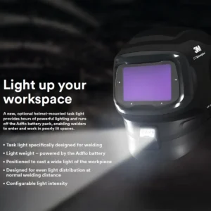 3M Speedglas 169200 – Sýnishorn af vinnuljósi í notkun á G5-hjálmi