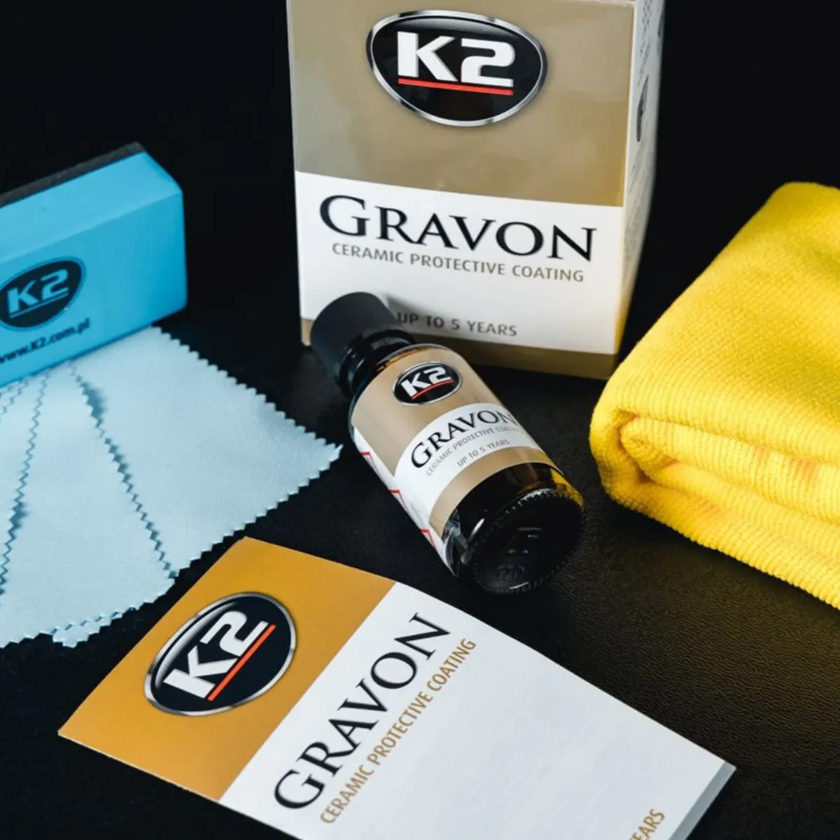 Gravon K2 Ceramic Coating sett – innihald húðunarsetts og umbúðir