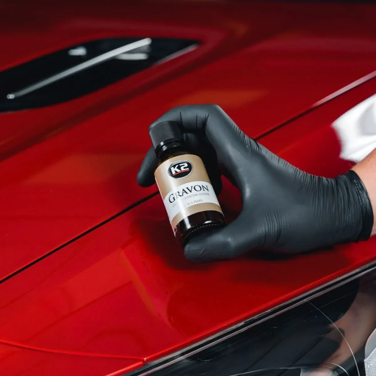 Gravon K2 Ceramic Coating sett – ásetning eða afþurrkun með púða eða klút á bíl