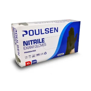 Svartur nítrilhanski og fjórar 100 stykkja pakkningar
