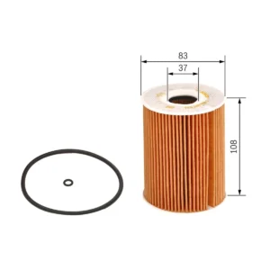 Málateikning af Bosch P 7076 olíusíuinnleggi