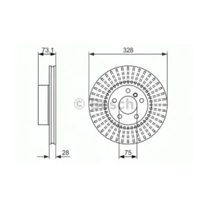 BOSCH Bremsudiskur framan 328mm, 0 986 479 771, vörumynd 2
