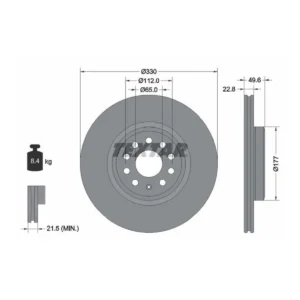 TEXTAR Bremsudiskur framan 330mm, 92327103