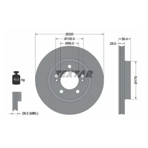 TEXTAR Bremsudiskur framan 320mm, 92332803