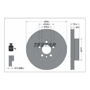 TEXTAR Bremsudiskur framan 332mm, 92345105