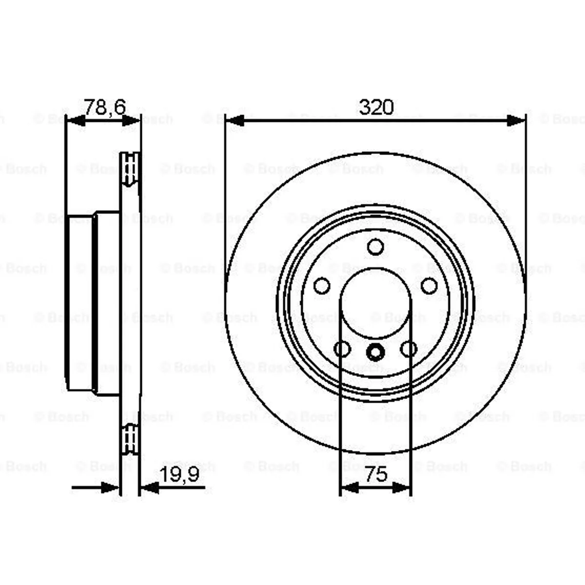 BOSCH Bremsudiskur aftan 320mm BMW X5 / X6, 0 986 479 442, vörumynd 2