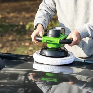 Greenworks 24V bónvél – bíll bónaður með tveggja handa gripi