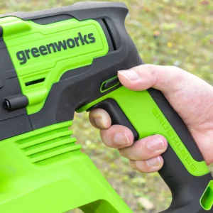Greenworks 24V SDS höggborvél – nærmynd af gikk og snúningsstefnurofa
