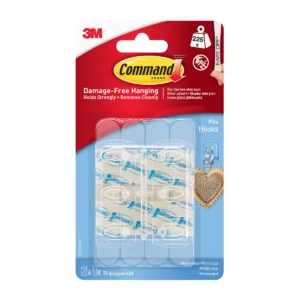 Command pakkning með sex glærum smákrókum, merktum 225 g.