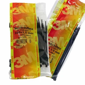 3M Scotchflex bensli í gulum og rauðum umbúðum, með svörtum benslum sýnilegum.