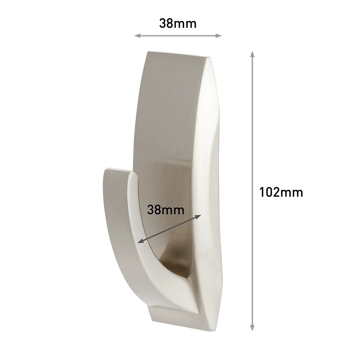 Málsetning á Command málmkrók: 102 mm hæð og 38 mm breidd.
