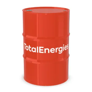 Rauð TotalEnergies olíutunna með tveimur töppum að ofan