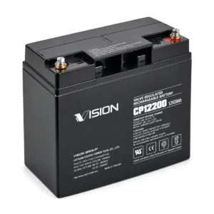 Svartur Vision CP12200 12 V 20 Ah AGM-rafgeymir með skrúfutengjum að ofan